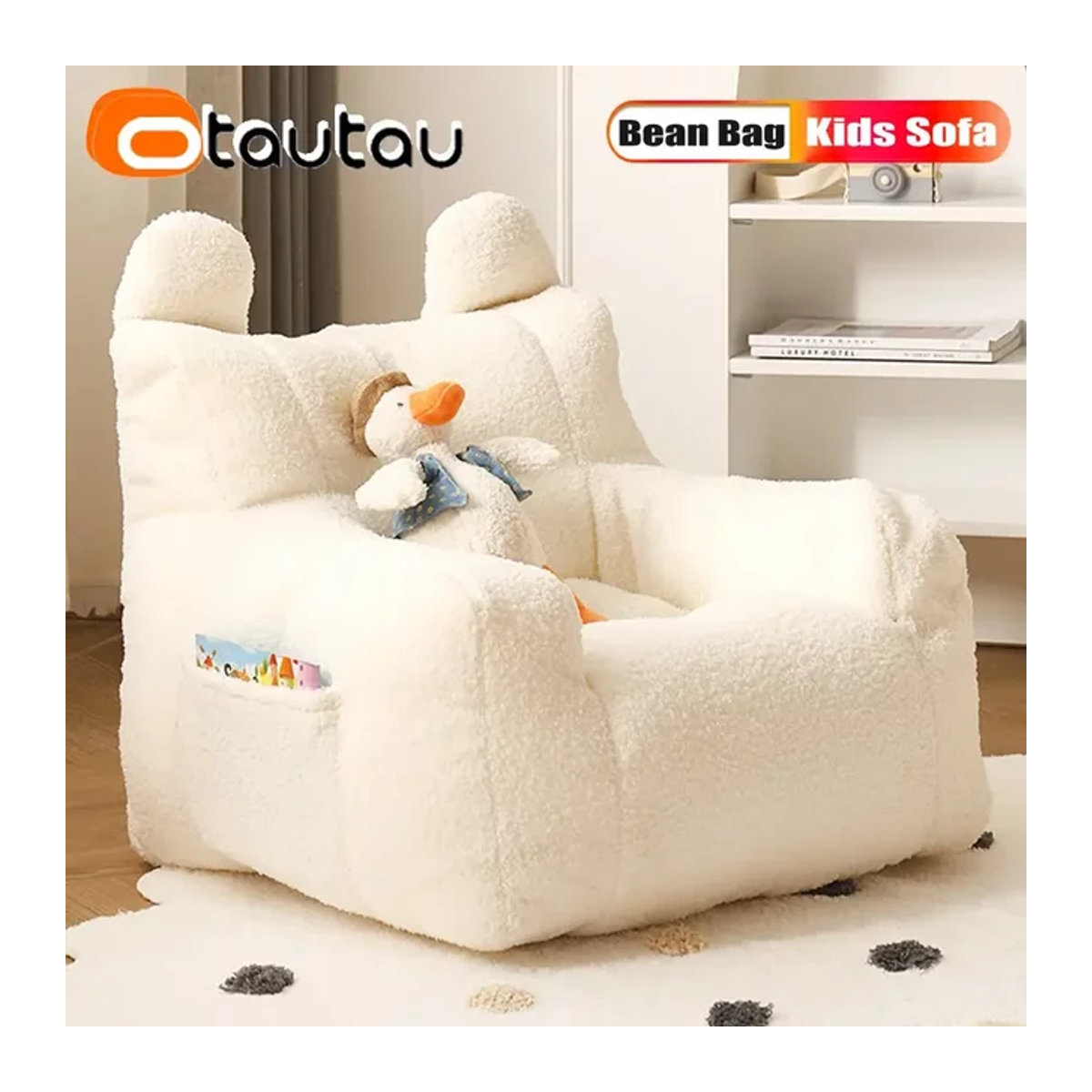 OTAUTAU Kleiner Sitzsackbezug aus weichem Fleece für Kinder und Haustiere in Grau und Weiß, ohne Füllung - Bild 1