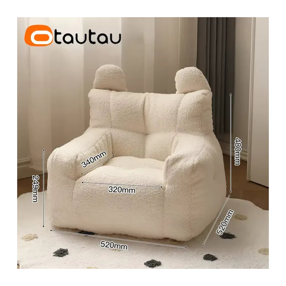 OTAUTAU Kleiner Sitzsackbezug aus weichem Fleece für Kinder und Haustiere in Grau und Weiß, ohne Füllung - Bild 4
