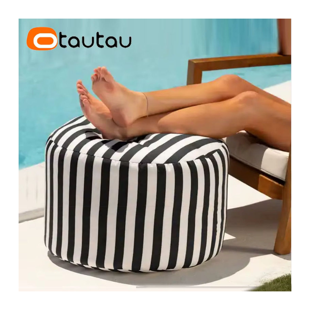 OTAUTAU Outdoor Big Bean Bag Pouf Cover Schwimmbad Ottomane Fußstütze Hocker JD043 ohne Füllung - Bild 4