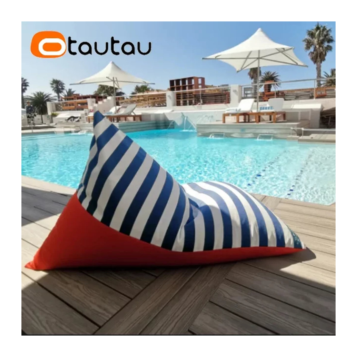 OTAUTAU Outdoor Sitzsack Abdeckung für Schwimmbad und Strand in Anthrazit und Bunt - Bild 1