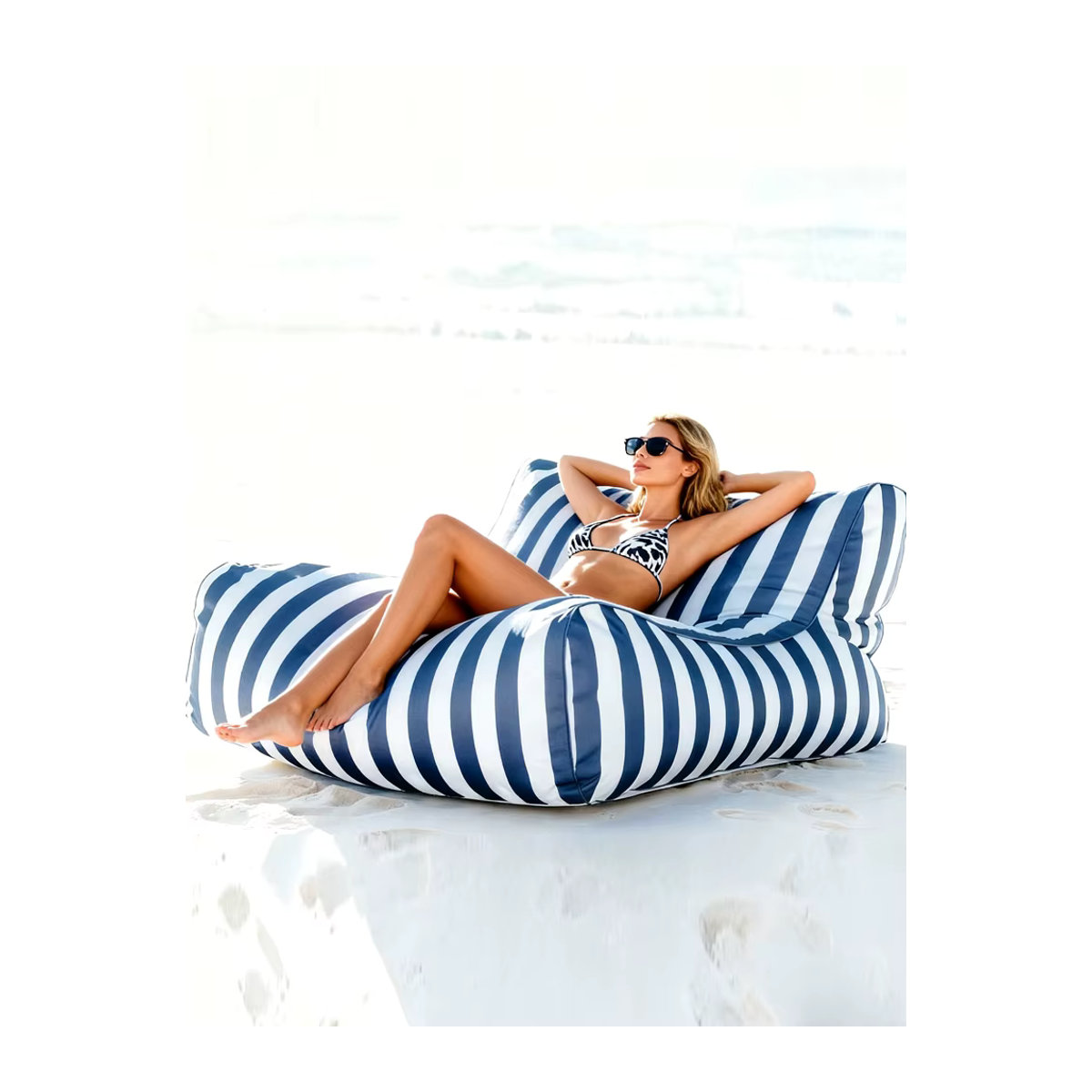 Otautau Outdoor Sitzsack Hocker mit Streifenmuster in Blau ohne Füllung - Bild 7