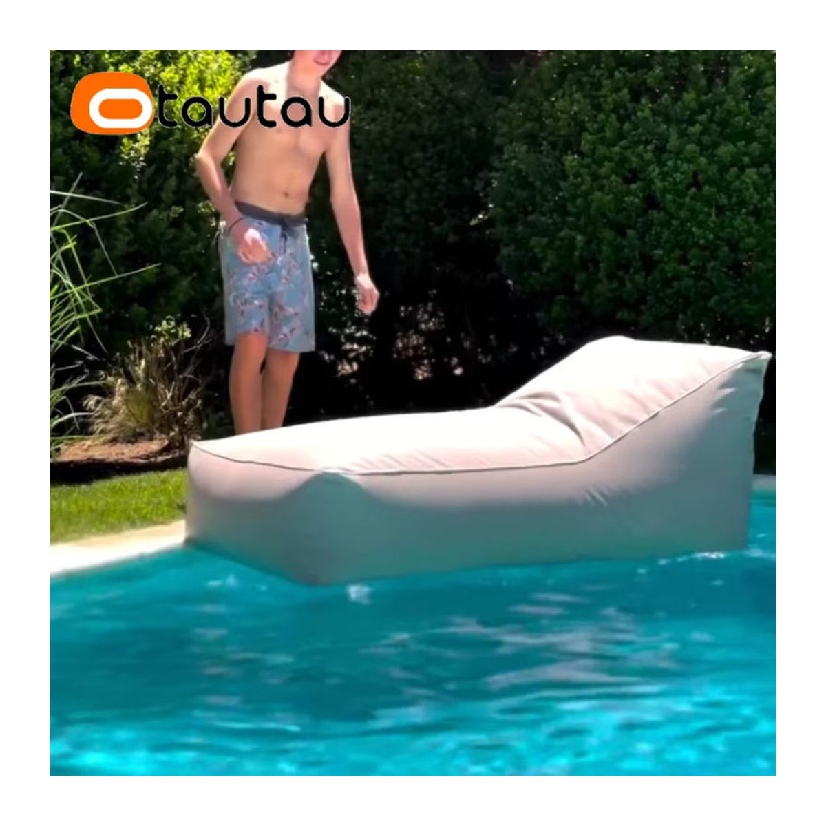OTAUTAU Outdoor Sitzsack Liege Abdeckung aus Oxford für Pool und Schwimmkörper, Grau, Modell SF502 - Bild 4