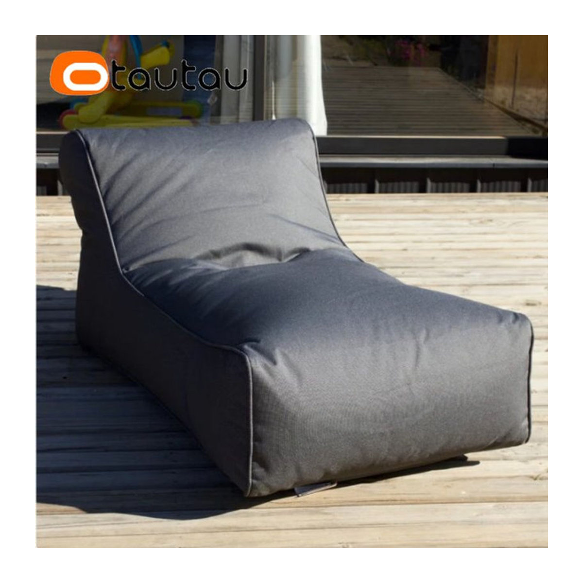 OTAUTAU Outdoor Sitzsack Liege Abdeckung für Pool und Strand in Weiß und Grau - Bild 1