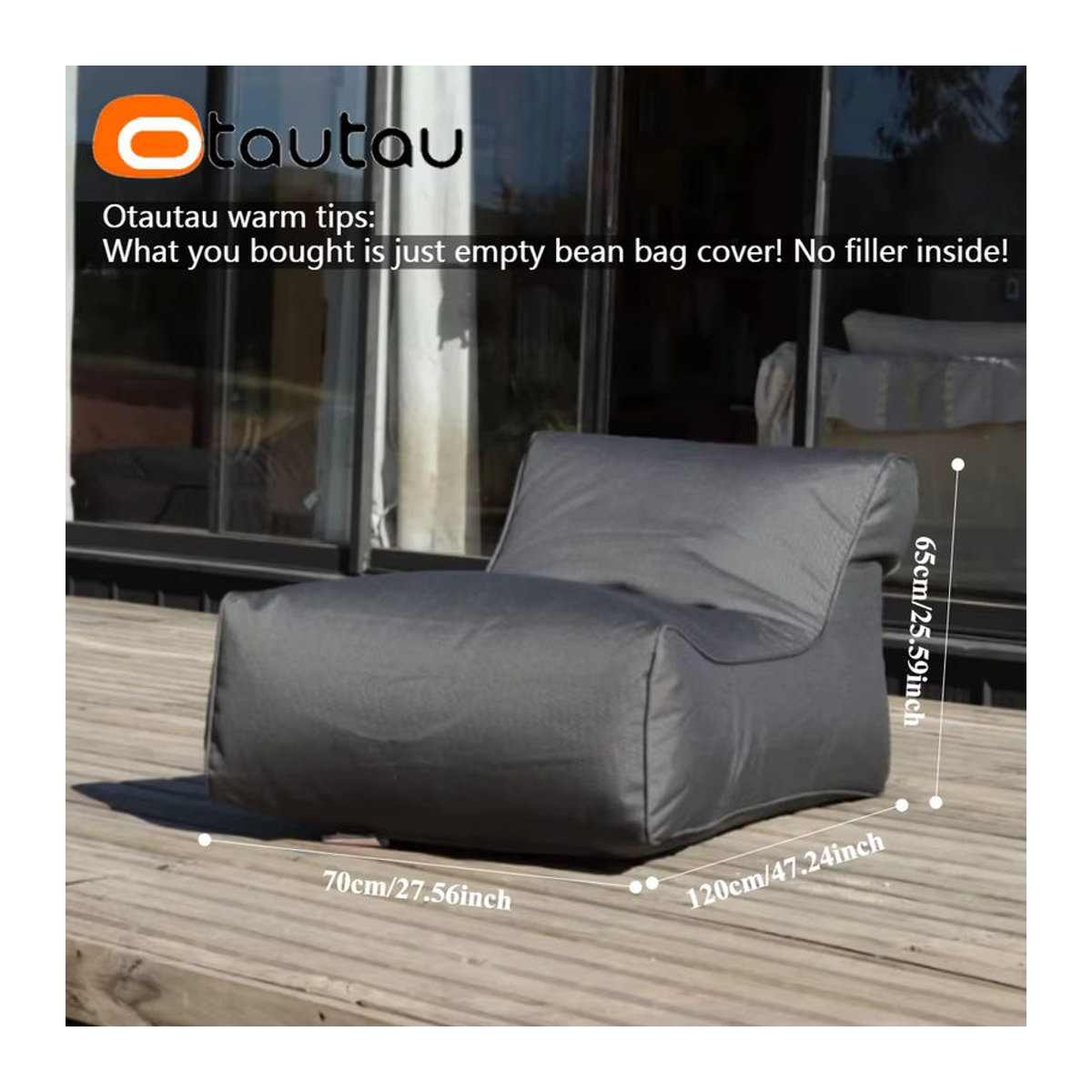 OTAUTAU Outdoor Sitzsack Liege Abdeckung für Pool und Strand in Weiß und Grau - Bild 3