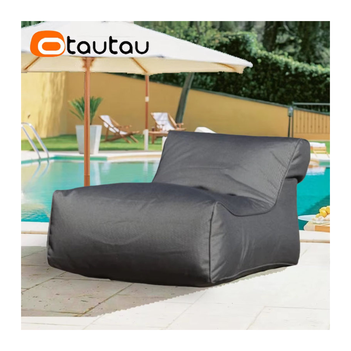 OTAUTAU Outdoor Sitzsack Liege Abdeckung für Pool und Strand in Weiß und Grau - Bild 6