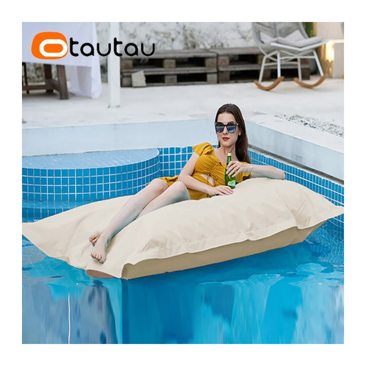 Otautau Riesige Schwimmende Sitzsack Liege Abdeckung für Außenbereich ohne Füllung, Pool und Garten Kissenbeutel, Farbe: dd034 - Bild 1