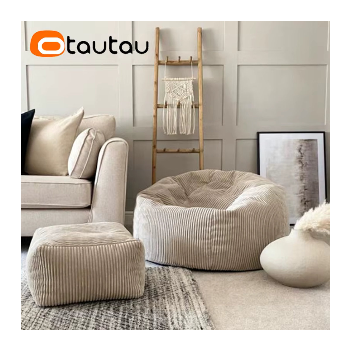 OTAUTAU Sitzsack Bezug aus Flanell und Samt für Boden-Sitzsack, Pouf oder Ottomane, Modell DD025 - Bild 2