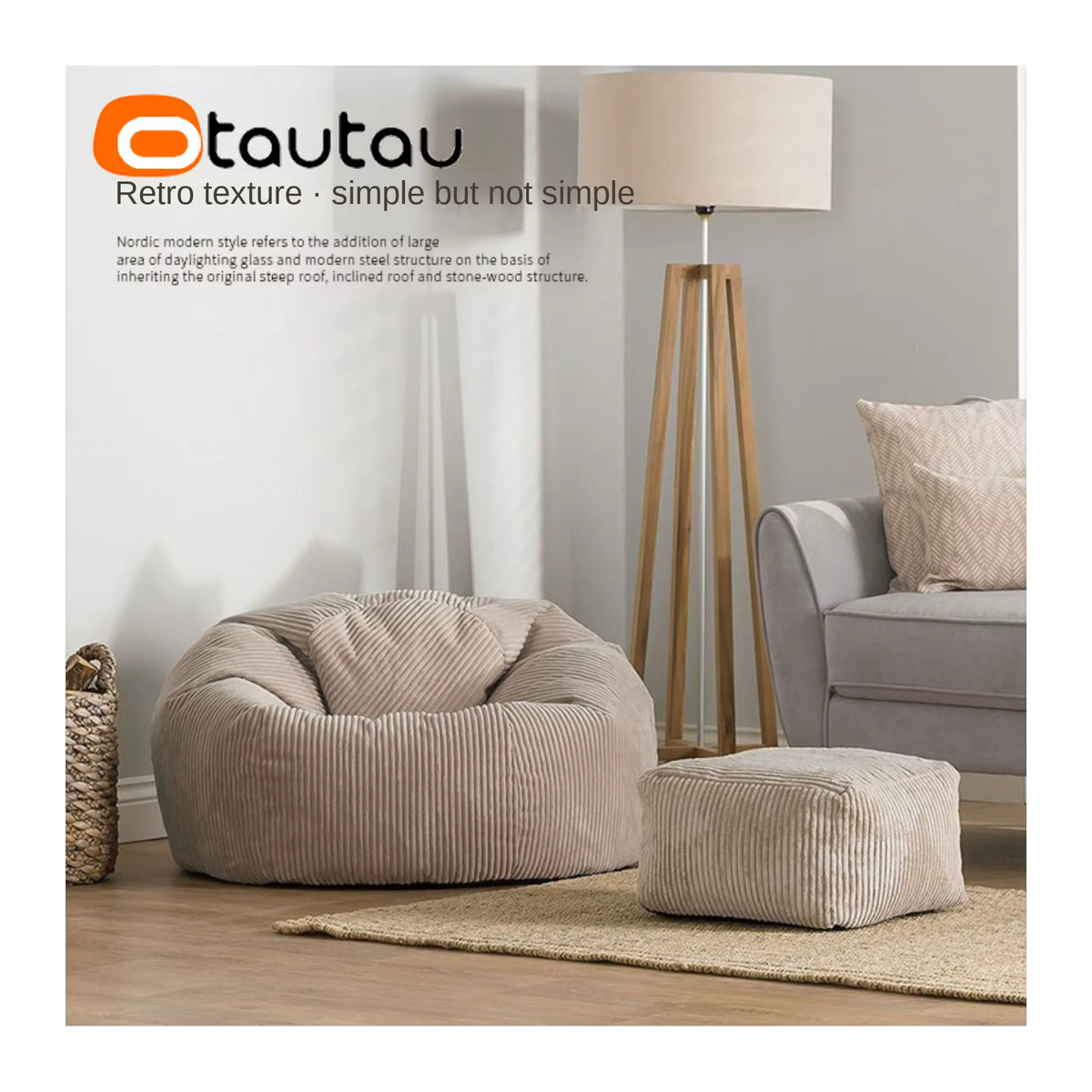 OTAUTAU Sitzsack Bezug aus Flanell und Samt für Boden-Sitzsack, Pouf oder Ottomane, Modell DD025 - Bild 3