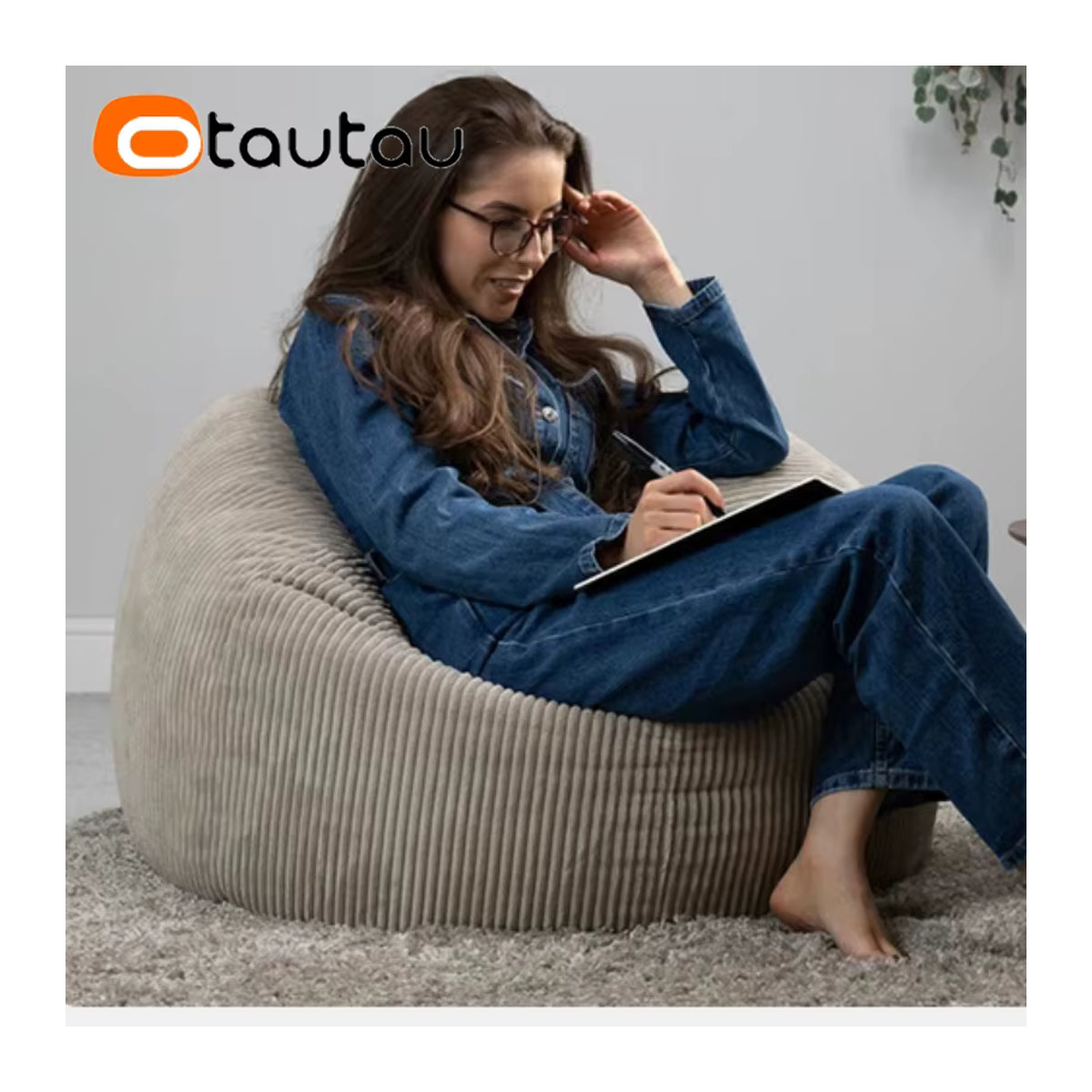 OTAUTAU Sitzsack Bezug aus Flanell und Samt für Boden-Sitzsack, Pouf oder Ottomane, Modell DD025 - Bild 5