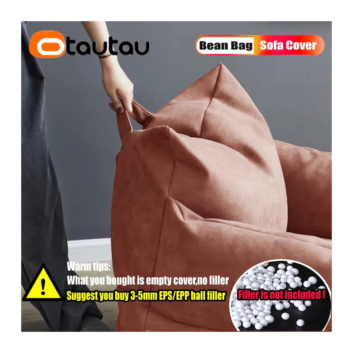 Otautau Sitzsack Bezug aus wasserdichtem Wildleder für Garten und Outdoor in Grün oder Braun ohne Füllung - Bild 2