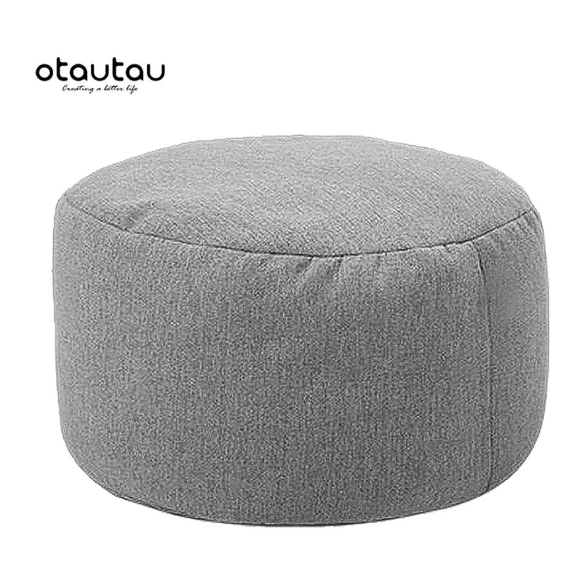 Otautau Sitzsack Pouf aus Baumwolle und Leinen in Rosa oder Grau, Durchmesser: 30 cm, Höhe: 20 cm - Bild 1