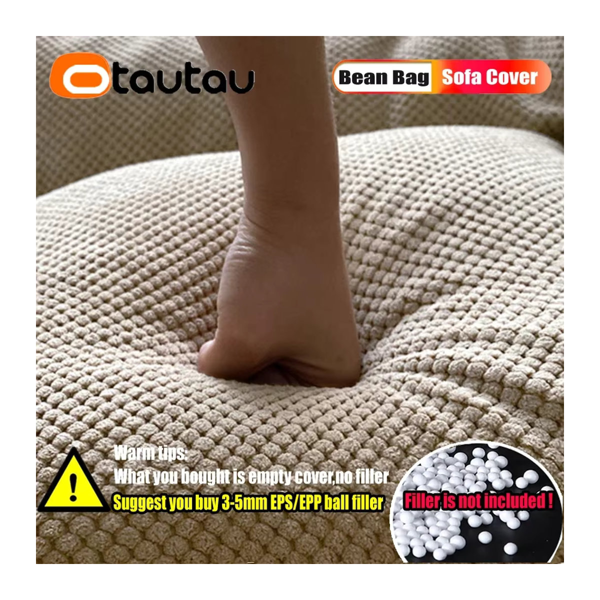 OTAUTAU Sitzsackbezug SF145 Bean Bag in Beige - Bild 4