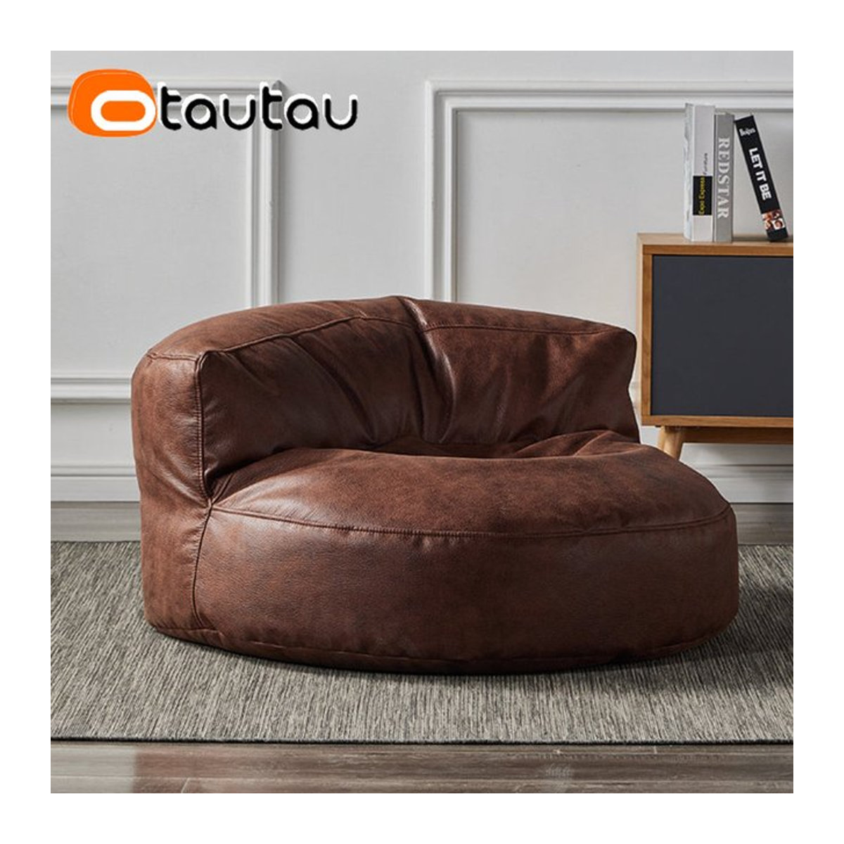 Otautau Sofa Bezug aus Faux Wildleder in Braun für Sitzsack und Hocker ohne Füllung - Bild 1