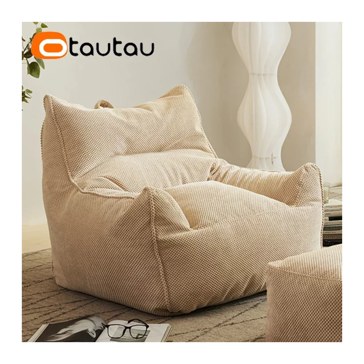 Otautau Waffel Sitzsack Bezug für Boden- und Eckensitzsessel in Grau und Beige - Bild 1