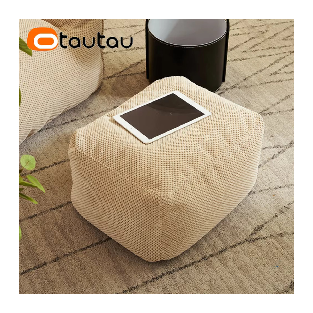 Otautau Waffel Sitzsack Bezug für Boden- und Eckensitzsessel in Grau und Beige - Bild 4