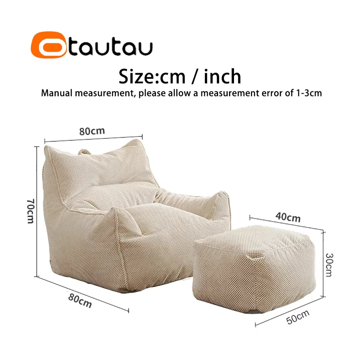 Otautau Waffel Sitzsack Bezug für Boden- und Eckensitzsessel in Grau und Beige - Bild 6