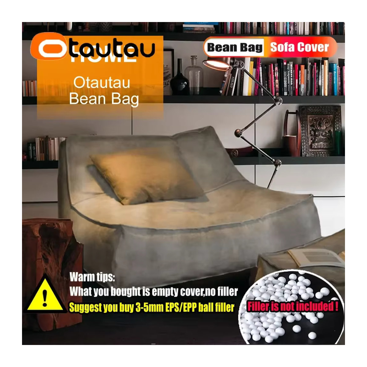 Otautau Wasserdichte Wildleder Chaiselongue Hocker Abdeckung für Outdoor Sitzsack und Ottomane in Grau - Bild 3