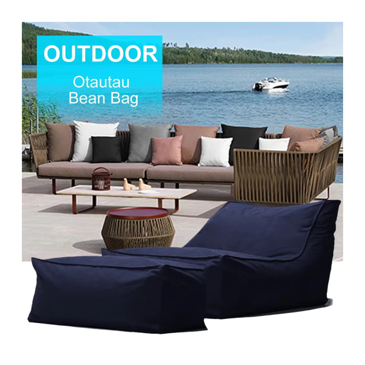OTAUTAU Wasserdichter Chaiselounge-Hockerbezug aus Oxford für Garten, Strand und Camping, Modell SF062 - Bild 2