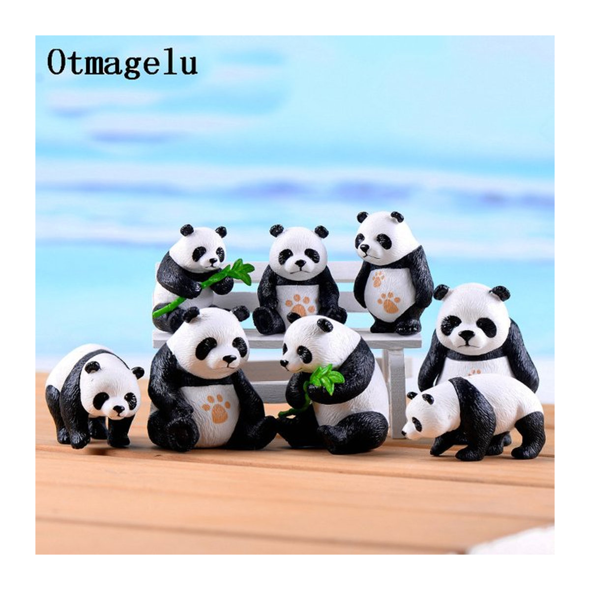 Otmagelu 4er Set Panda Figuren aus Kunstharz als Miniatur Tier Ornamente in Weiß für Garten und Wohnaccessoires - Bild 1