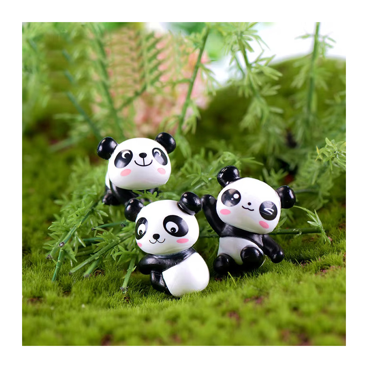 Otmagelu 8er Set Künstliche Riesen Panda Figuren aus Kunstharz in Weiß und Schwarz für DIY Miniatur Dekoration und Mikroskopische Landschaften - Bild 5
