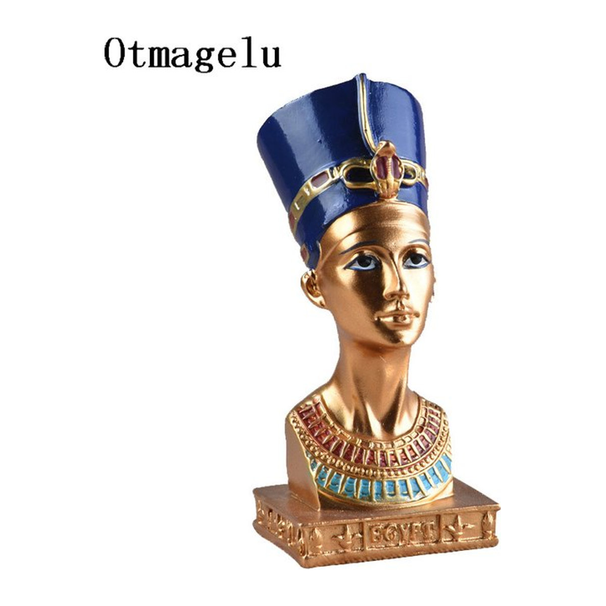 Otmagelu Ägyptische Pharao Königin Skulptur aus Kunstharz in Grau und Gold, Deko-Figur für dein Zuhause - Bild 1