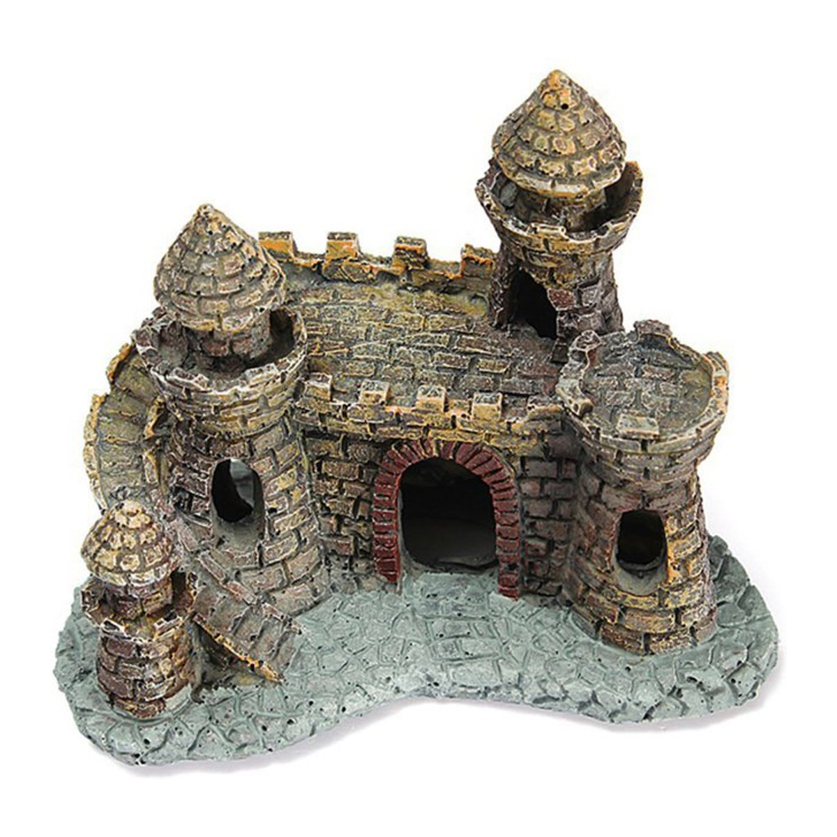 Otmagelu Aquarium Dekoration Stein-Insel mit Schloss aus Kunstharz, mehrfarbig und schwarz, rustikaler Stil - Bild 1