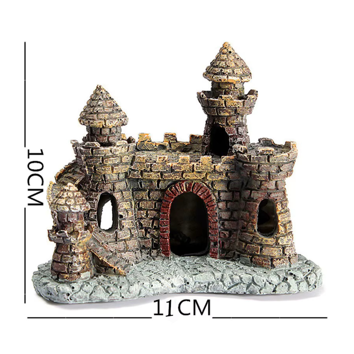 Otmagelu Aquarium Dekoration Stein-Insel mit Schloss aus Kunstharz, mehrfarbig und schwarz, rustikaler Stil - Bild 2