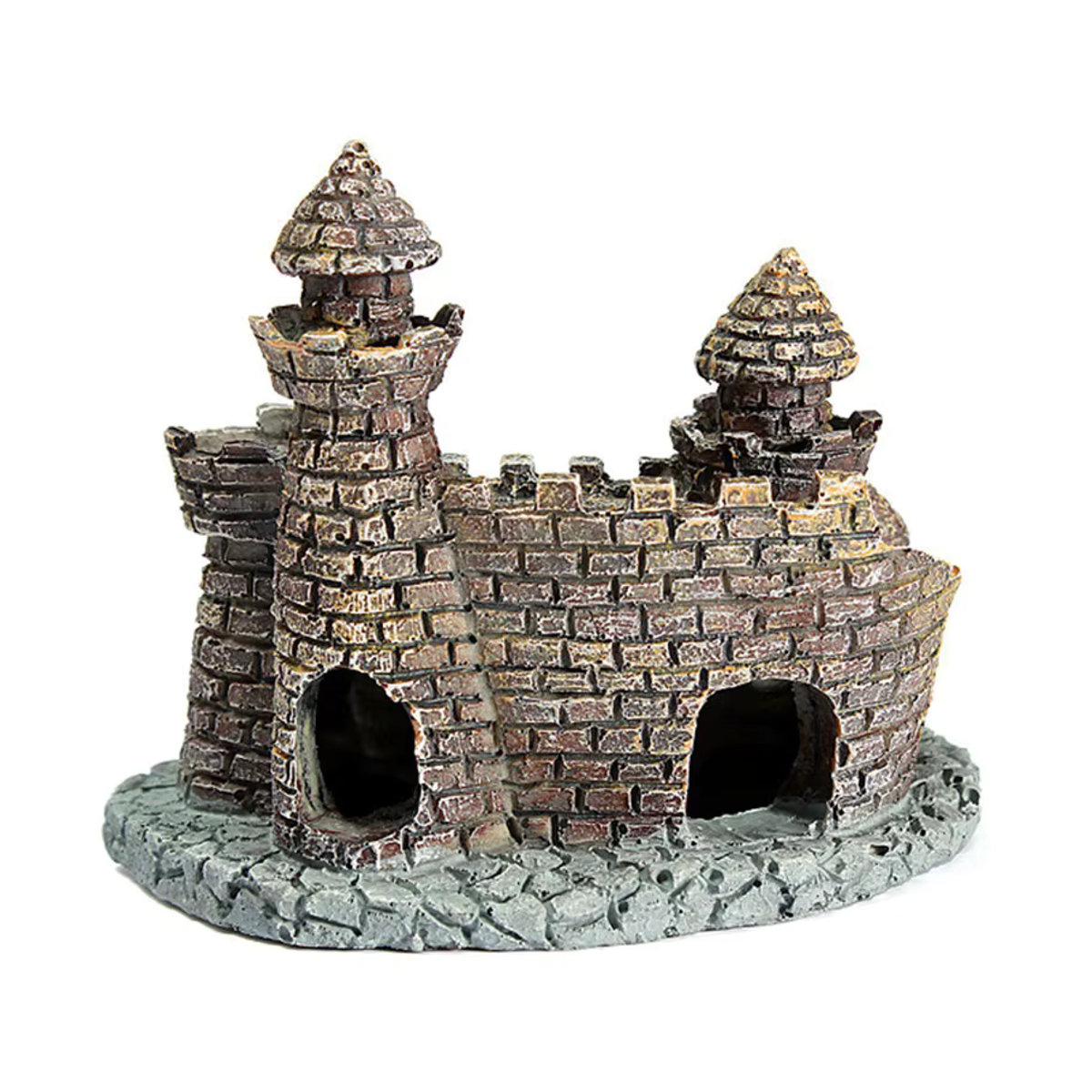 Otmagelu Aquarium Dekoration Stein-Insel mit Schloss aus Kunstharz, mehrfarbig und schwarz, rustikaler Stil - Bild 3