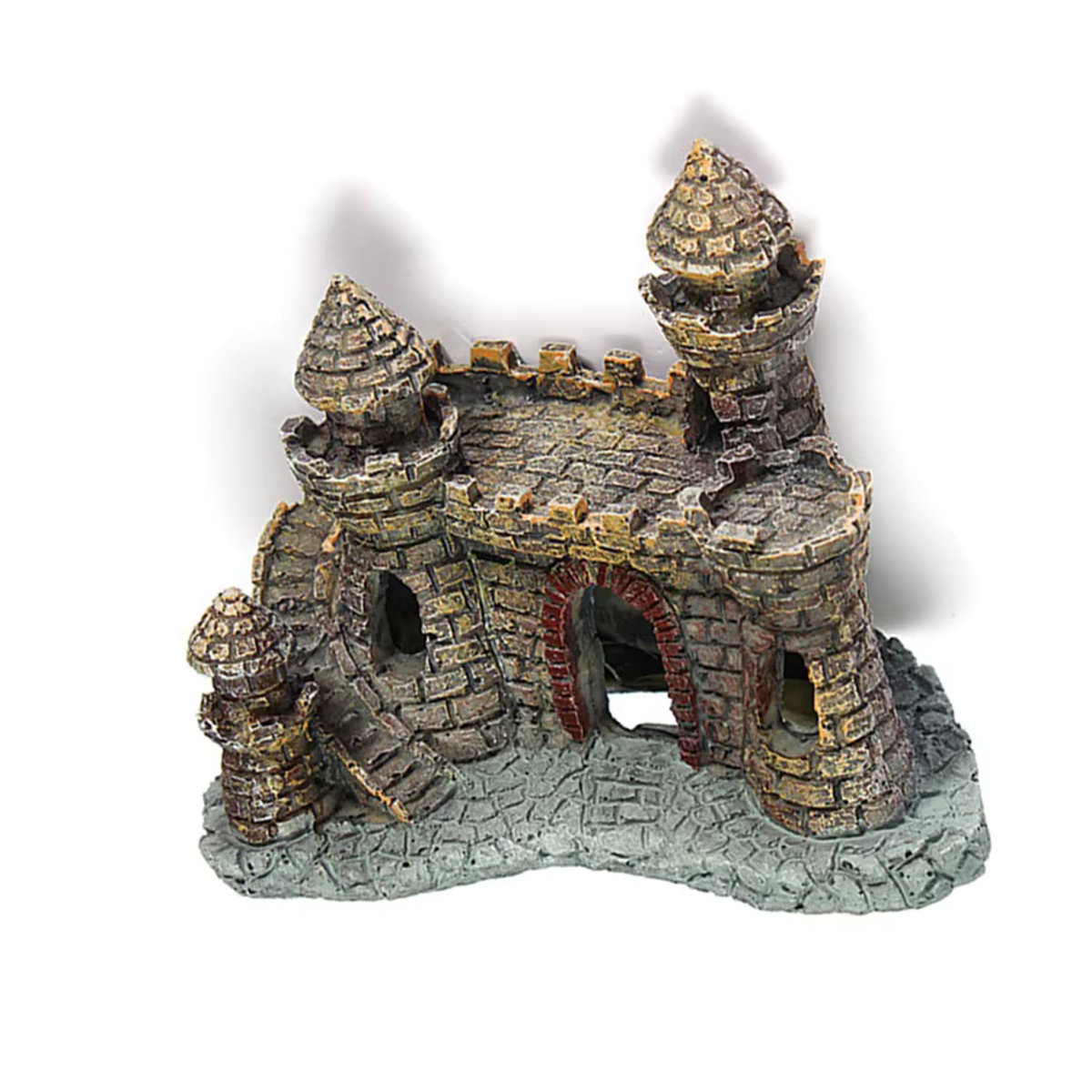 Otmagelu Aquarium Dekoration Stein-Insel mit Schloss aus Kunstharz, mehrfarbig und schwarz, rustikaler Stil - Bild 4