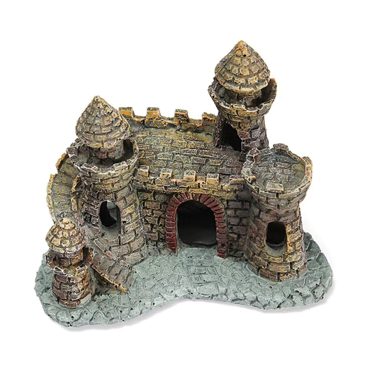 Otmagelu Aquarium Dekoration Stein-Insel mit Schloss aus Kunstharz, mehrfarbig und schwarz, rustikaler Stil - Bild 7