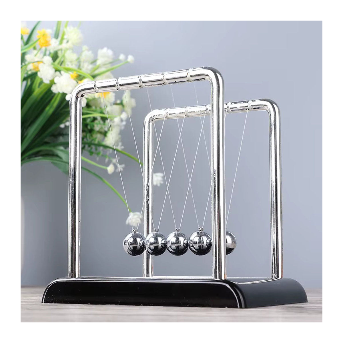 Otmagelu Mini Newton Pendel aus Metall in Silber zur Dekoration und als Physik-Experiment für Kinder - Bild 3