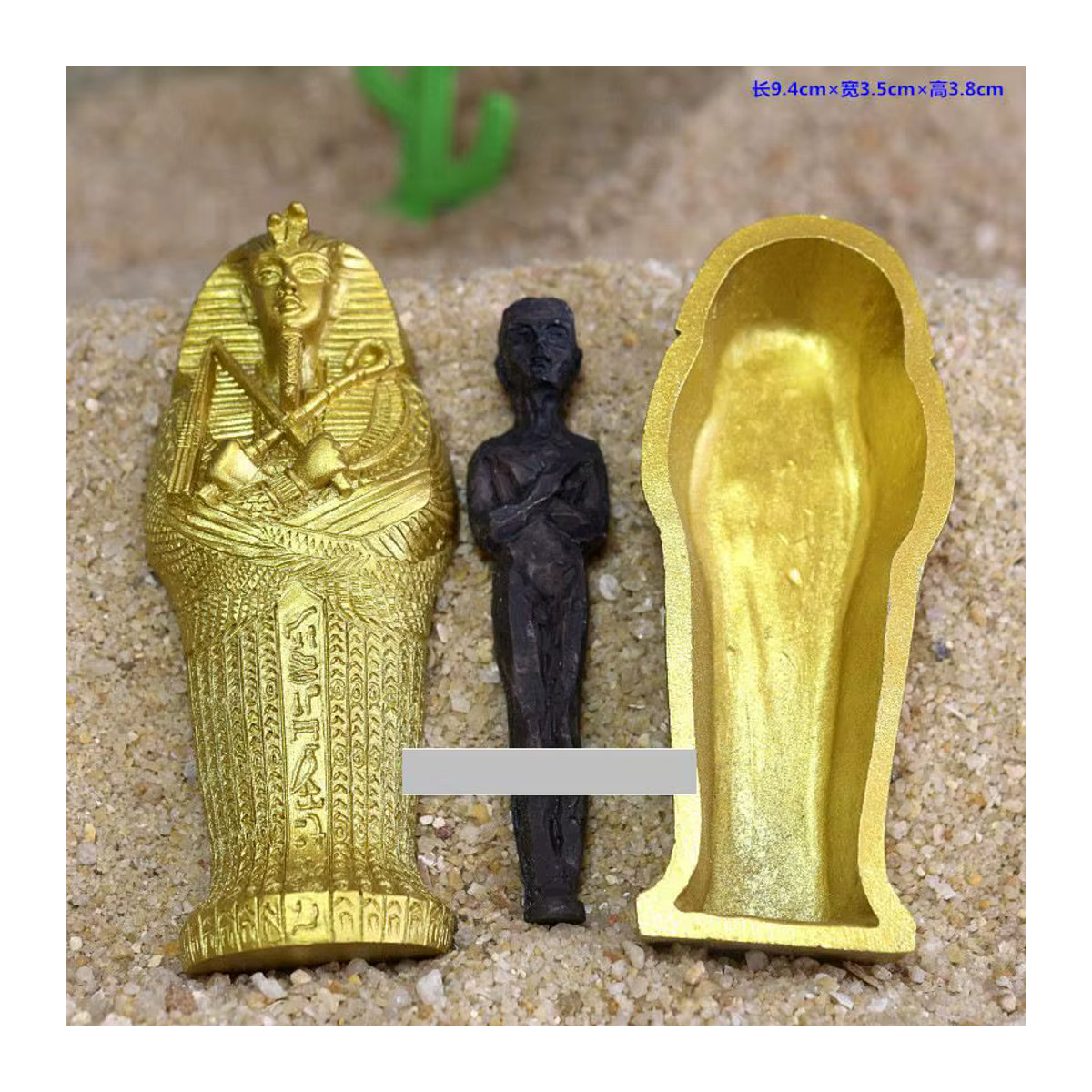 Otmagelu Pharao Mumie Statue aus Kunstharz in Braun, Schwarz und Gold als ägyptische Skulptur für Tischdekoration oder Aquarium - Bild 4