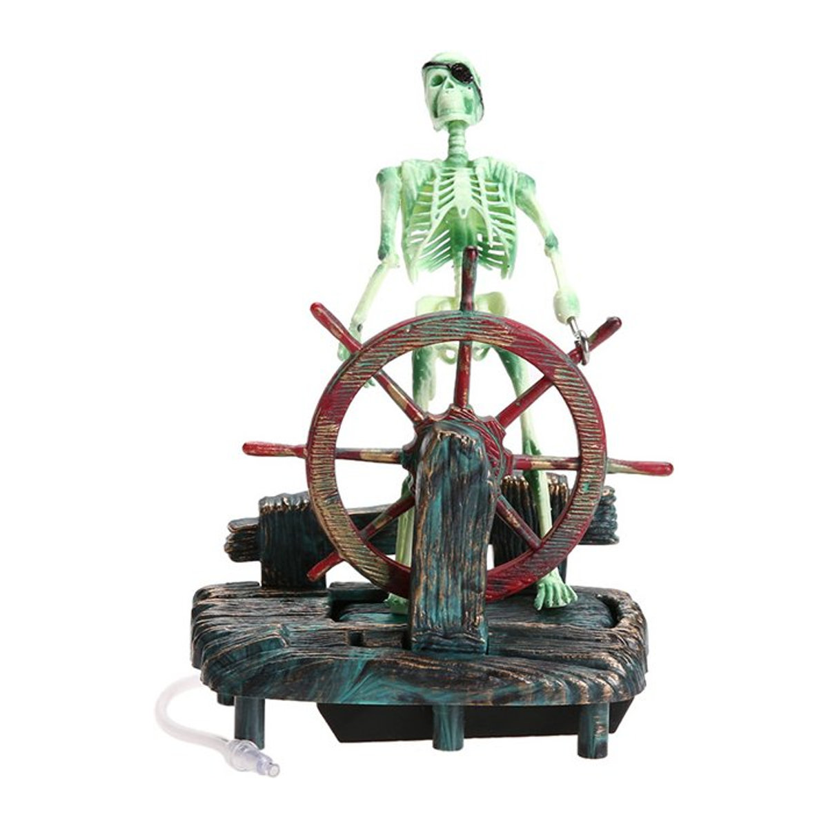 Otmagelu Piraten Schädel Kapitän Aquarium Dekoration aus Kunstharz, Weiß/Mehrfarbig, B: 15 cm, T: 15 cm, H: 7,5 cm - Bild 1