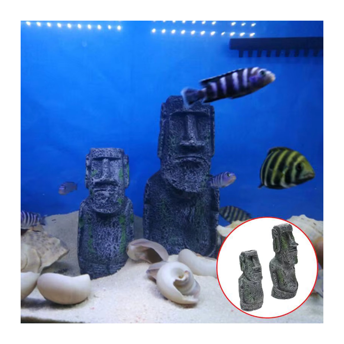 Otmagelu Stein Insel Statue in Grau als Aquarium und Terrarium Dekoration aus Kunstharz, B/T/H: 12,9 x 5,5 x 5,5 cm - Bild 2