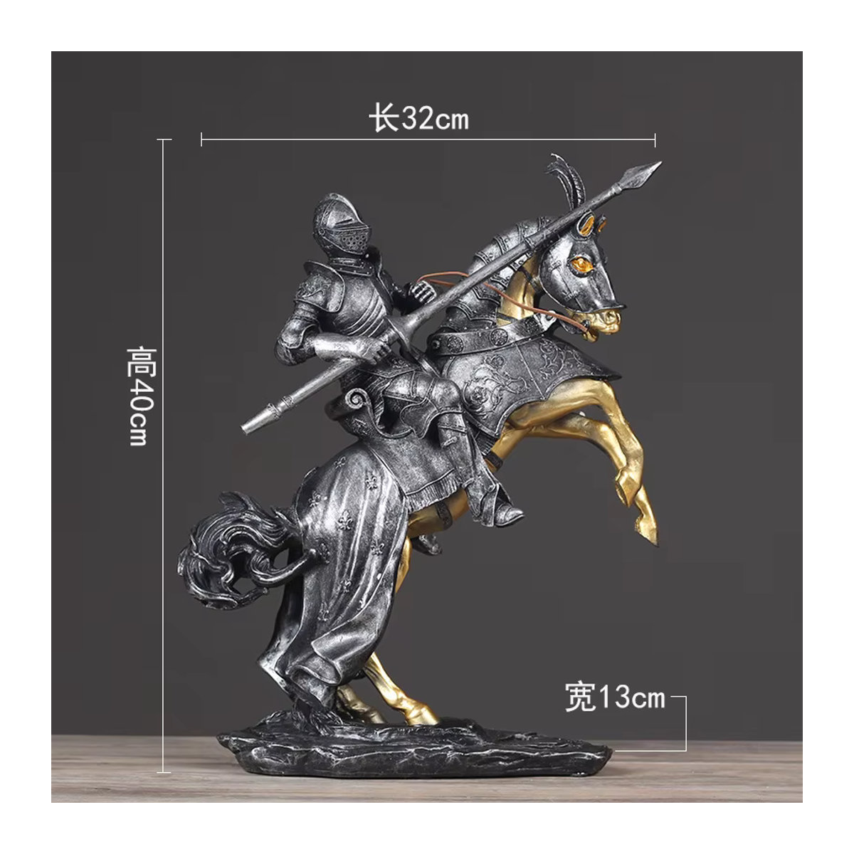 Otmagelu Vintage Römische Soldaten Kavallerie Figuren aus Kunstharz als dekorative Krieger Statuen in Silber und Gold - Bild 2