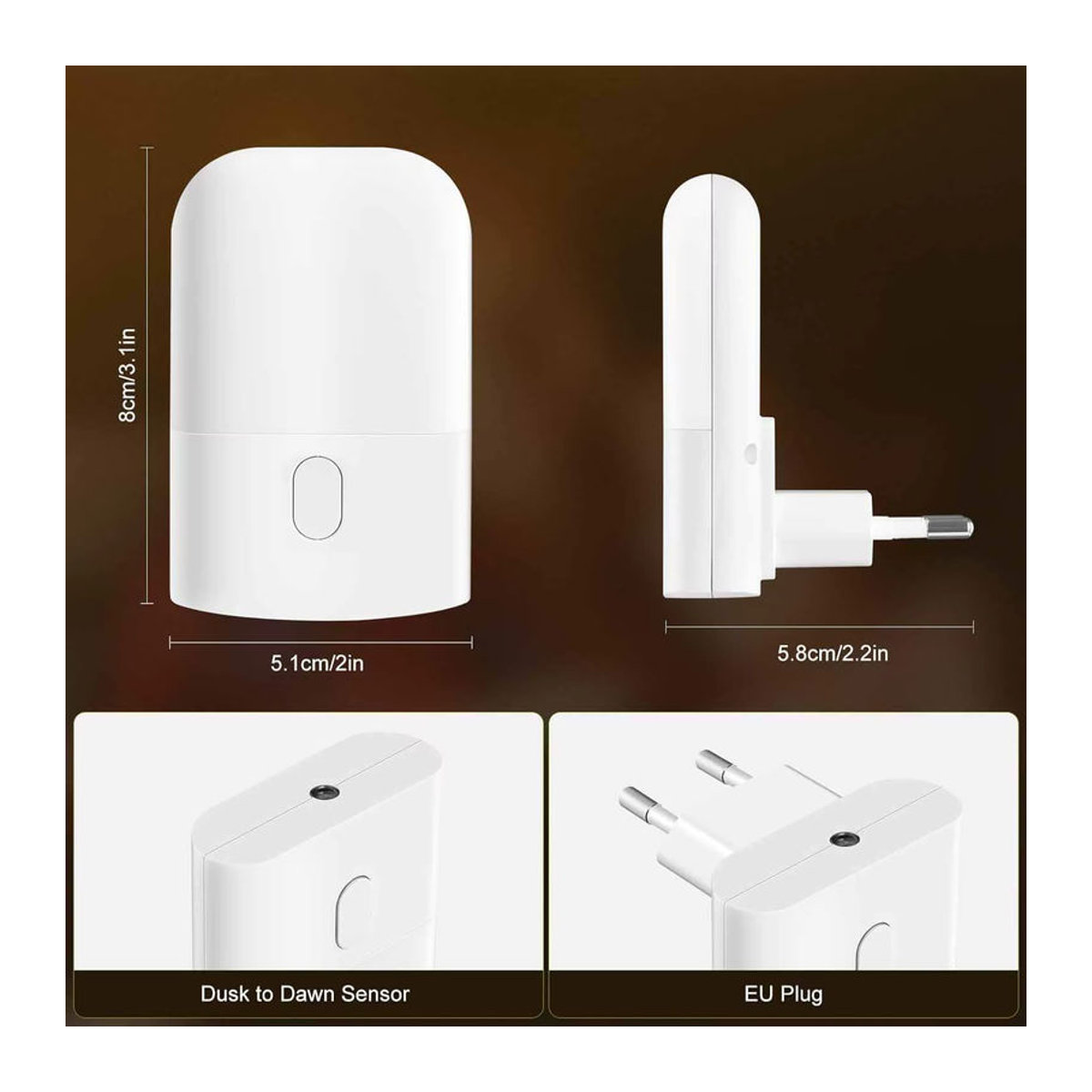 Ouelico Dämmerungssensor Nachtlicht mit 3 Helligkeitsstufen, dimmbare Nachttischlampe für dein Schlafzimmer, minimalistisches Design - Bild 6