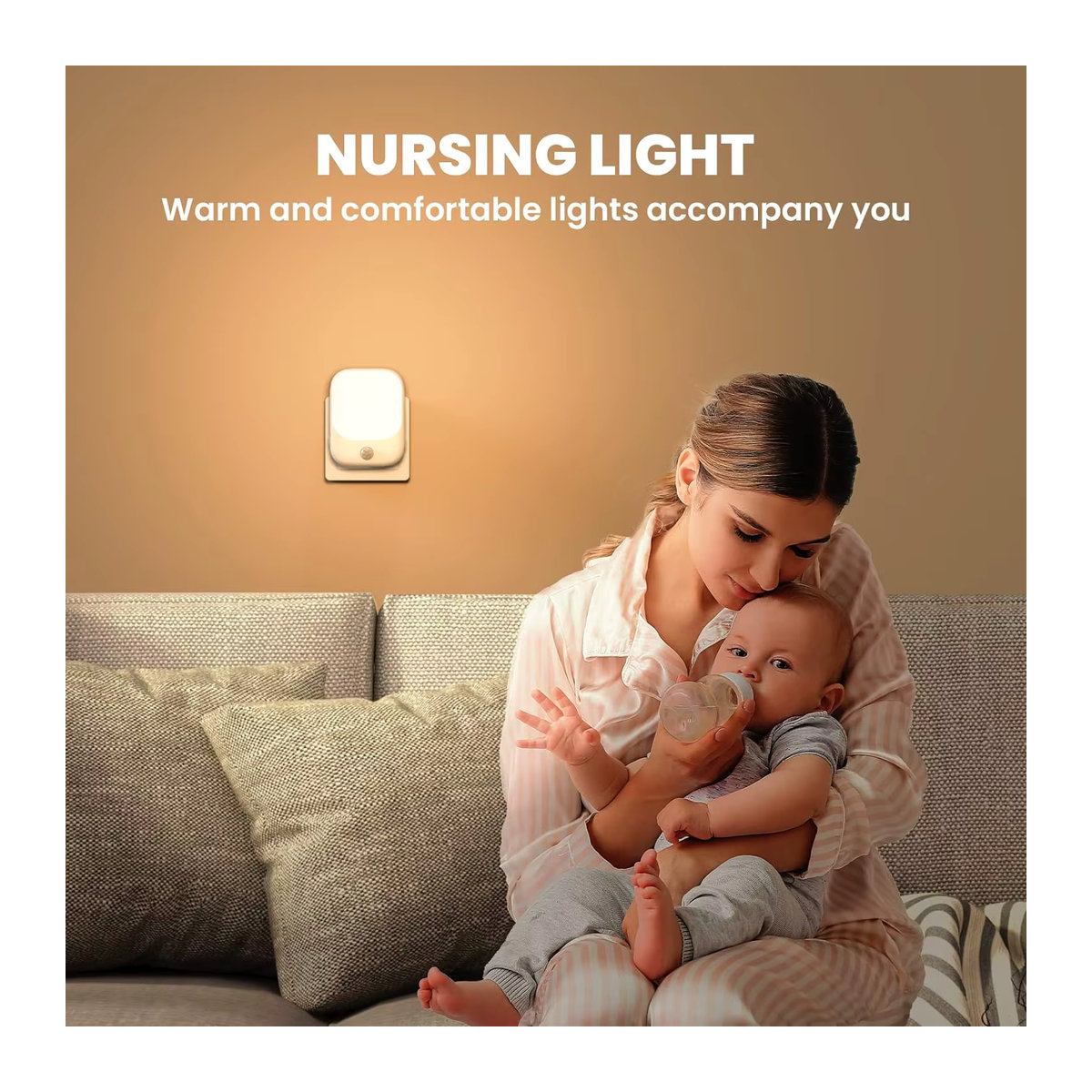 Ouelico Smart LED Nachtlicht mit Sensor in Weiß, einstellbare Helligkeit, minimalistisches Design für Schlafzimmer, Bad, Flur und Treppe - Bild 3