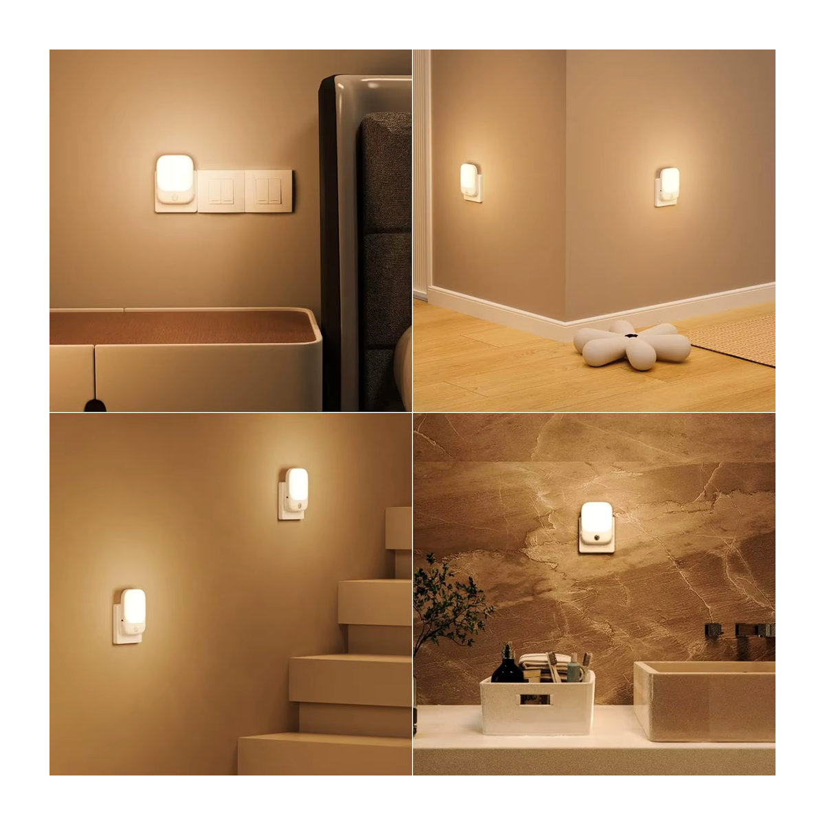 Ouelico Smart LED Nachtlicht mit Sensor in Weiß, einstellbare Helligkeit, minimalistisches Design für Schlafzimmer, Bad, Flur und Treppe - Bild 4