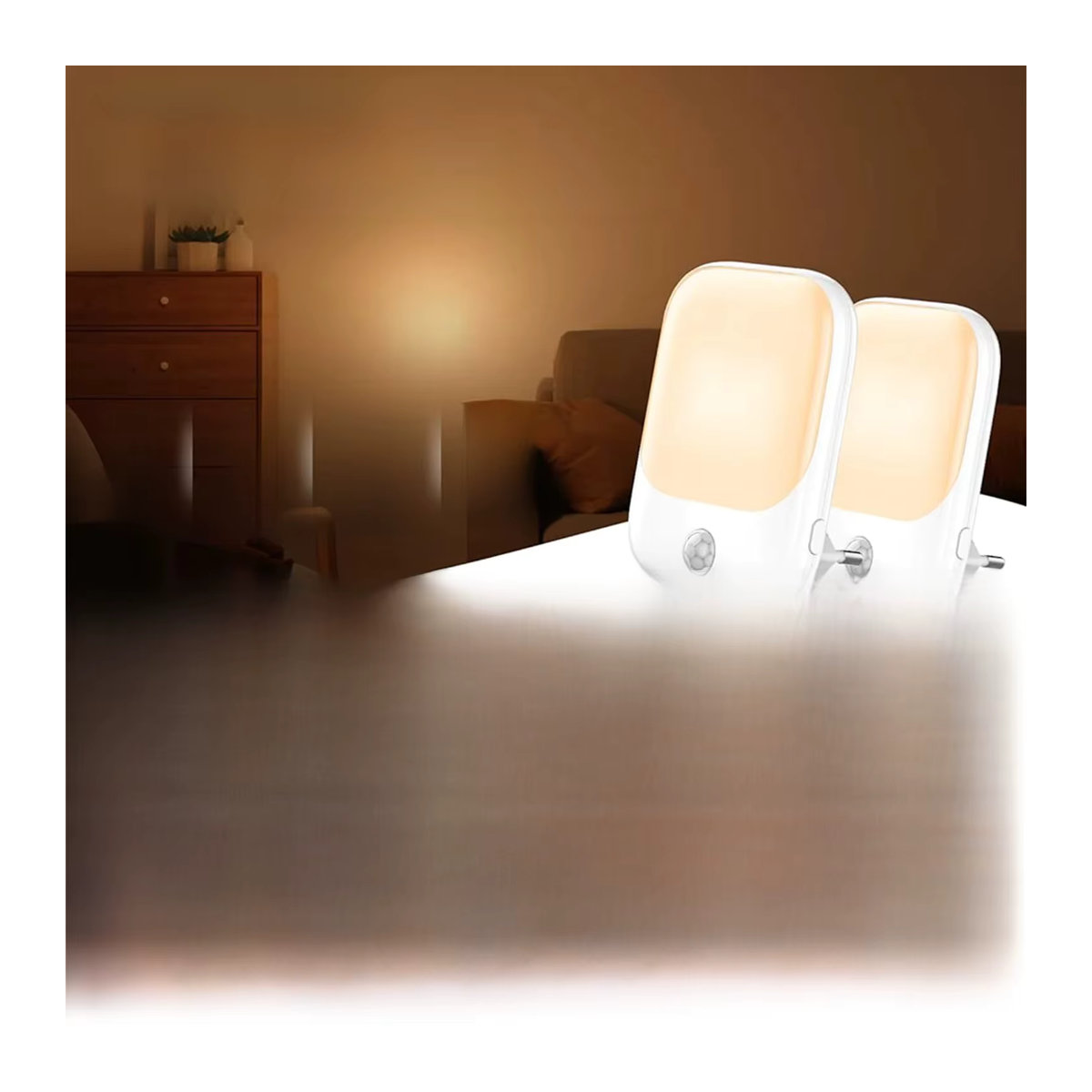 Ouelico Smart LED Nachtlicht mit Sensor in Weiß, einstellbare Helligkeit, minimalistisches Design für Schlafzimmer, Bad, Flur und Treppe - Bild 7