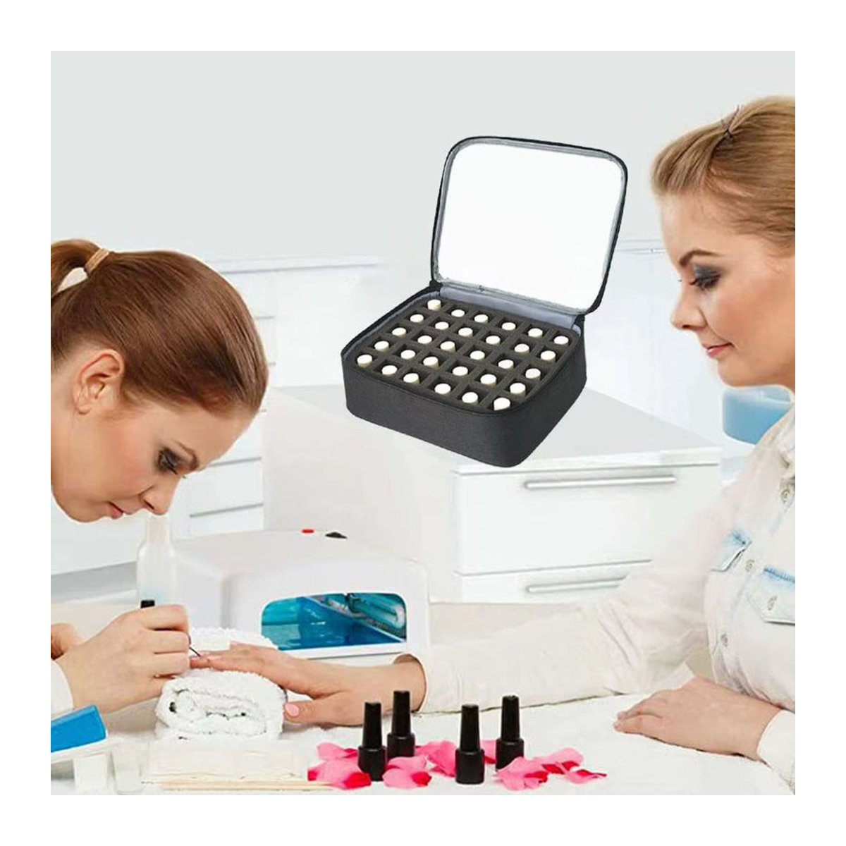 ouhoe Nagellack-Aufbewahrungstasche Schwarz für bis zu 30 Flaschen (15 ml) - Bild 4