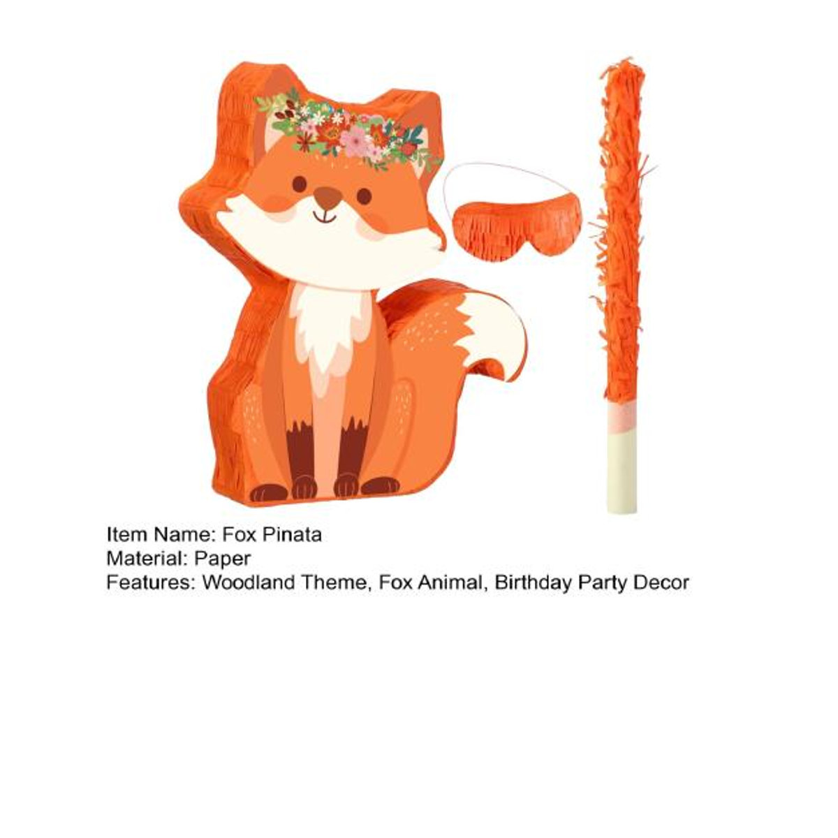 Outdeer Fuchs Pinata Set in Orange für Geburtstagsparty und Baby Shower mit Stock, Augenbinde und Konfetti - Bild 2