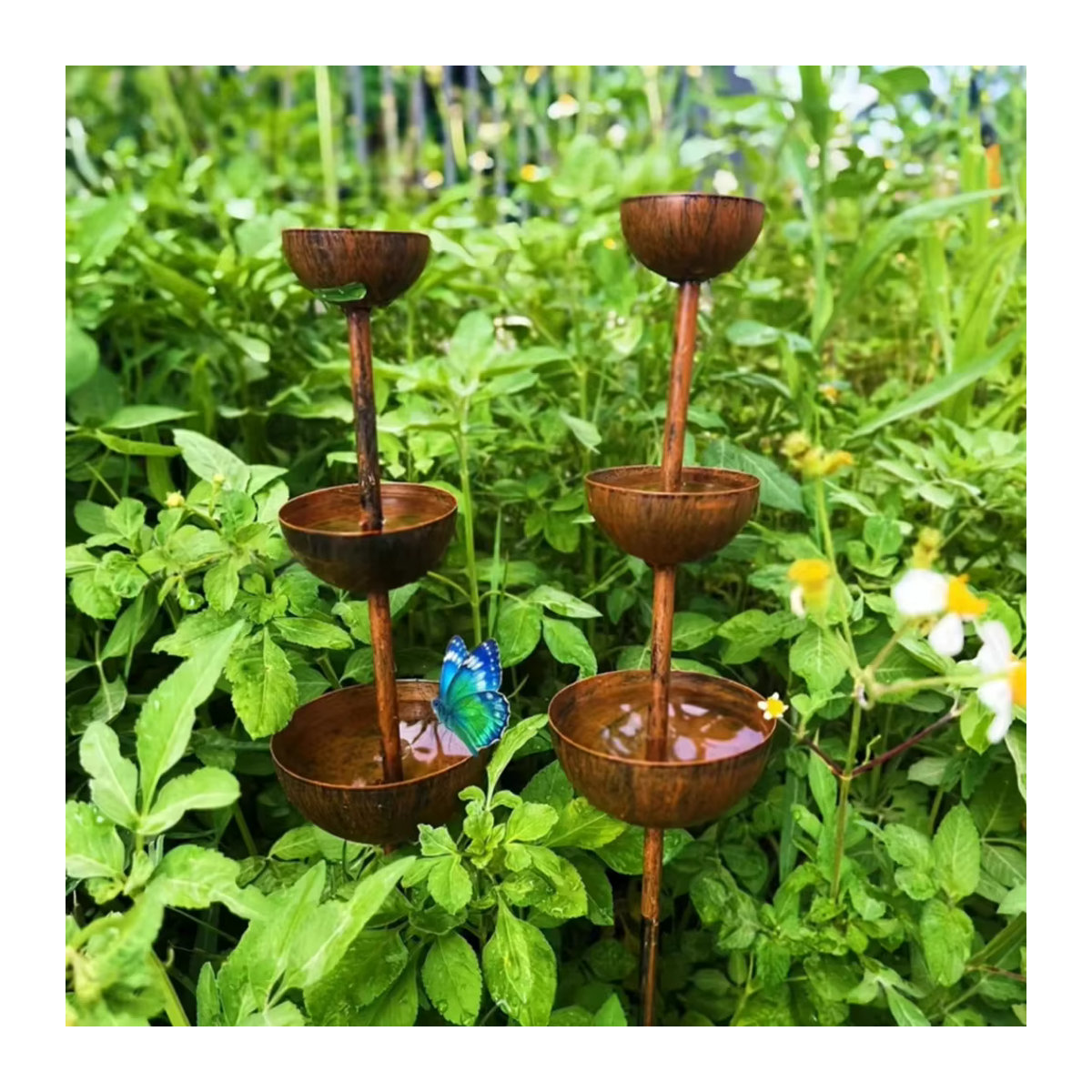 Outdoor-Dekoration als Gartenornament und Regenwassersammler zur Förderung von Vögeln und Wildtieren sowie als Kletterhilfe für Pflanzen - Bild 2