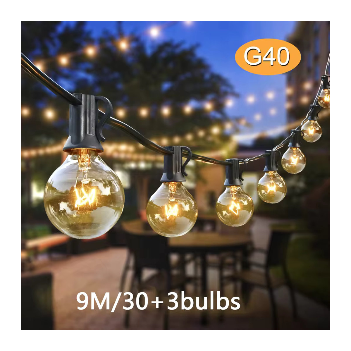 Outdoor Girlande mit klaren Globus-Glühbirnen für Terrasse und Weihnachtsdekoration - Bild 2