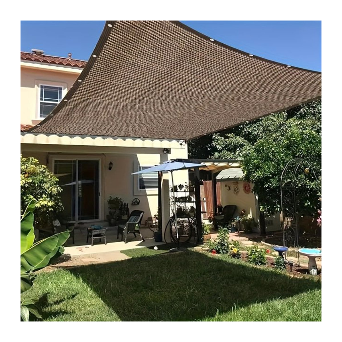 Outdoor-Sonnenschutznetz in Braun mit UV-Schutz für Picknicks und Pools - Bild 1