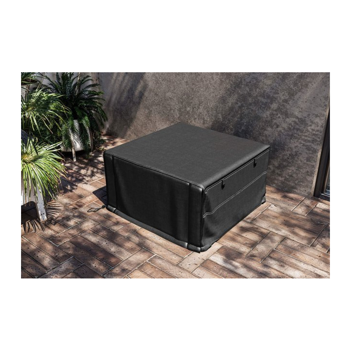 OUTFLEXX Abdeckhaube aus Polyester in Schwarz mit Zugband, B/T/H: 74 x 74 x 40 cm - Bild 1