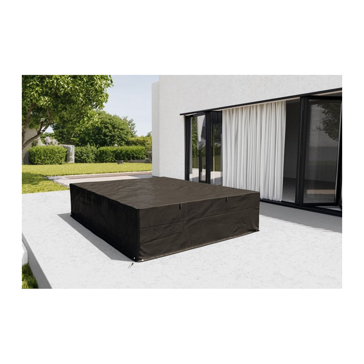 OUTFLEXX Abdeckhaube für Gartenlounges aus wasserabweisendem Ripstop-Polyester in Schwarz, B/T/H: 161 x 151 x 63 cm - Bild 1