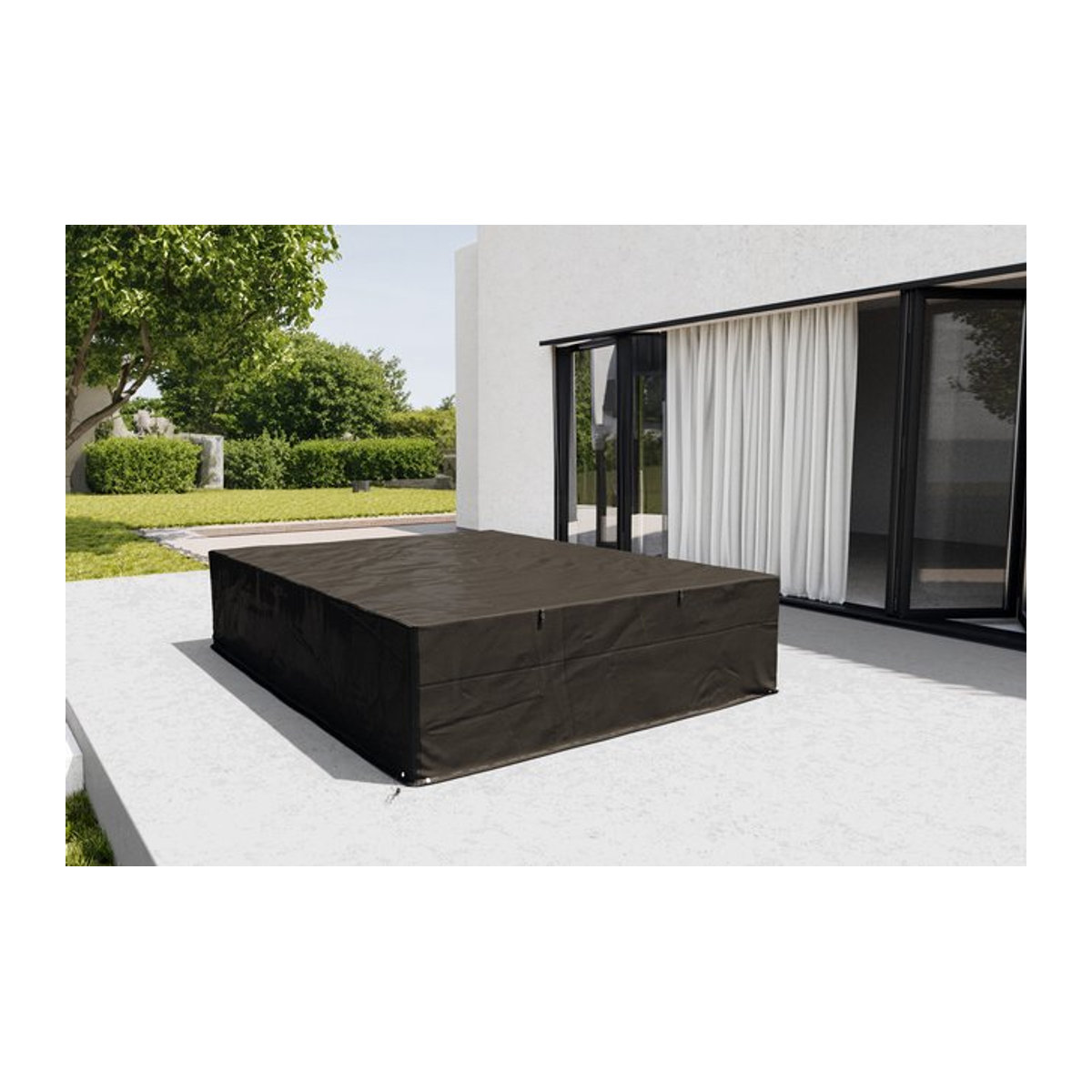 OUTFLEXX Abdeckhaube für Gartenlounges aus wasserabweisendem Ripstop-Polyester in Schwarz, B/T/H: 207 x 148 x 35 cm - Bild 1
