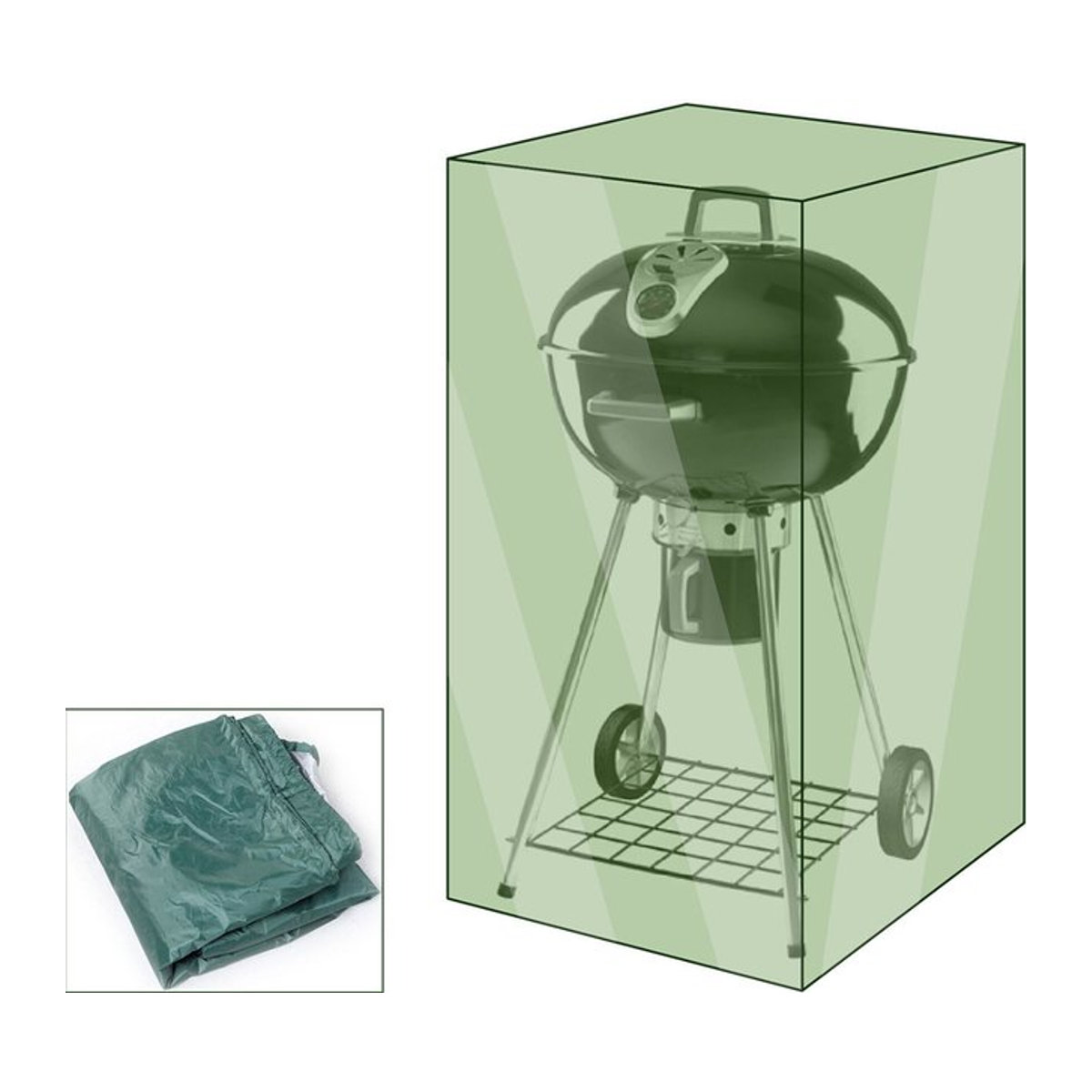 OUTFLEXX Abdeckhaube für Grills aus Polyester, Grün, Ø 67 cm x 132 cm Höhe - Bild 1