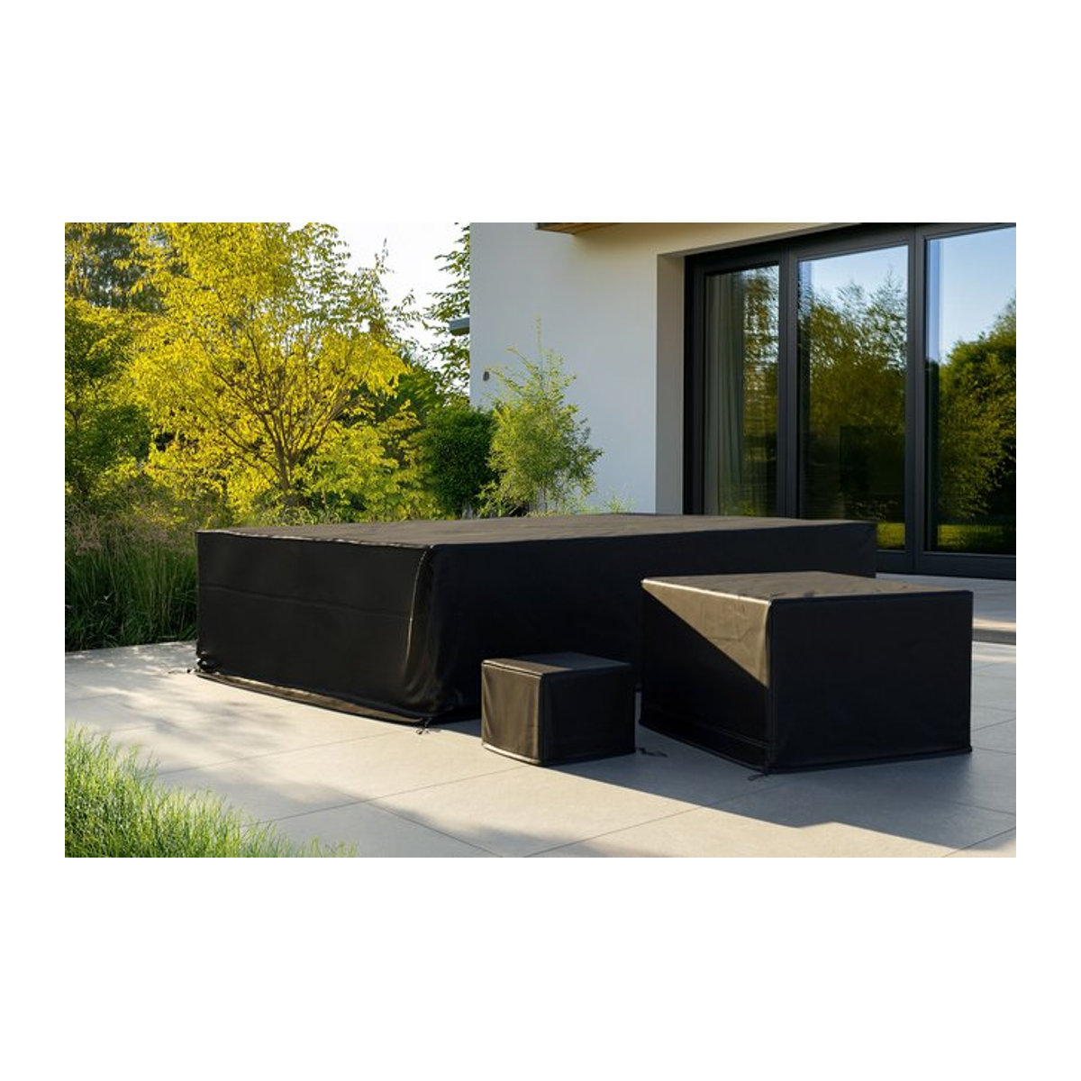 OUTFLEXX Abdeckhauben-Set für Gartenlounges in Schwarz aus wasserabweisendem Ripstop-Polyester mit UV-Schutz - Bild 1
