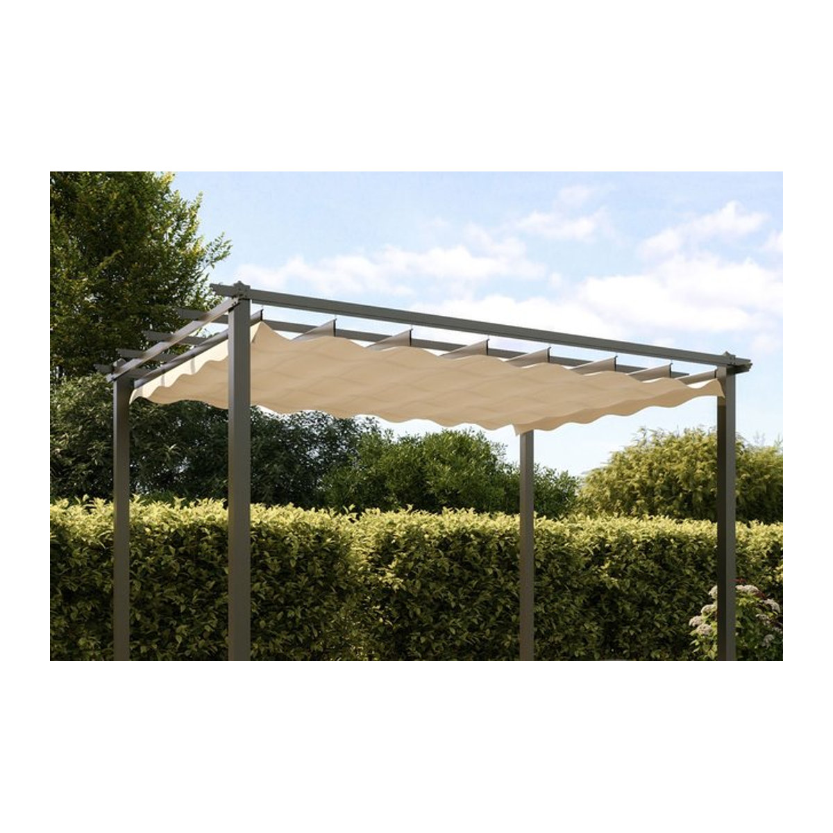 OUTFLEXX Antalya Ersatzdach für Pergola, creme, Polyester mit PA-Beschichtung und UV30+, passend für Pergola 4x4 m - Bild 1